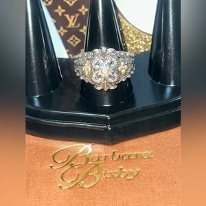 Barbara Bixby EUC 18k Sterling Silver White Topaz Ring